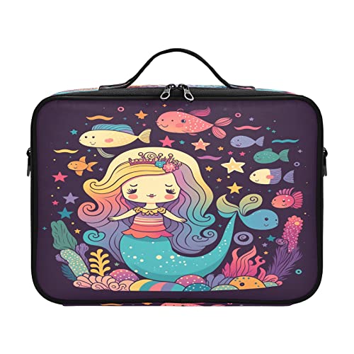 Ozean Regenbogen Meerjungfrau Tasche Reise Kosmetik Reise Kulturbeutel Kulturbeutel mit Fächern Make-up-Tasche mit Trennwänden Bolsos de maquillaje para mujer für Damen Herren Frau Mama Kinder von ZRWLUCKY