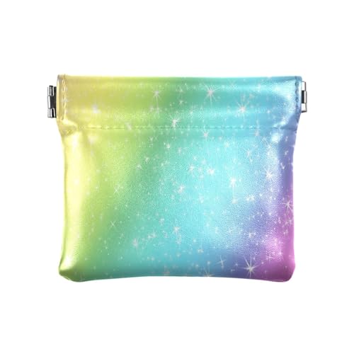Rainbow Glitter Damen Kleine Leder Münzbörse Tragbare Mini Kartenhalter Geldbörse für Mädchen Damen Handtasche, Regenbogen-Glitzer, 4.33"(L) x 3.74"(W) x 0.39"(H), Aufdruck von ZRWLUCKY