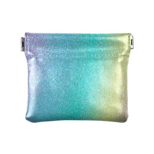 Schillernder Regenbogen Glitzer Stock Damen Leder Münzgeldbörse Geldbörse Tragbare Mini Kartenhalter Geldbörse für Frauen Jungen Mädchen, Schillernder Regenbogen-Glitzer, 4.33"(L) x 3.74"(W) x von ZRWLUCKY