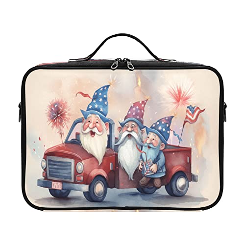 Unabhängigkeitstag Amerika-Flagge niedlicher Zwerg Feuerwerk Multifunktion Kosmetik Make-up Reise Make-up Taschen Frauen Reise Make-up Taschen Estuche Para Maquillaje Bolsa für Frauen Mädchen Teenager von ZRWLUCKY