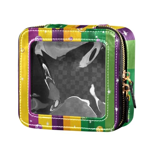 ZRWLUCKY Bead and Star Make-up-Tasche, klein, wasserdicht, Reise-Kulturbeutel, tragbarer Make-up-Organizer für Fliegen, Perlen und Sternengelb, Perle und Stern gelb von ZRWLUCKY