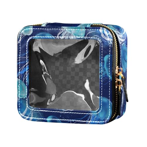 ZRWLUCKY Blaue Quallen, Schwimmen, Unterwasser, transparent, kleine Make-up-Tasche für Geldbörse, wasserdicht, Reise-Kulturbeutel, kleine Kosmetiktasche für Geldbörse für Reisen, Blaue Quallen, von ZRWLUCKY