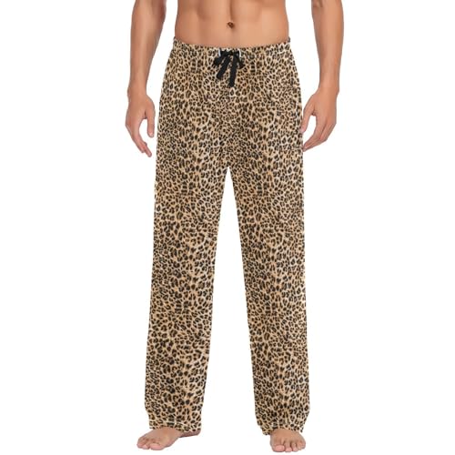 ZRWLUCKY Braune Leoparden-Camo Herren Pyjamahose Weiche Hose mit Taschen Kordelzug Sweatpants, Braun Leopard Camo, Small von ZRWLUCKY