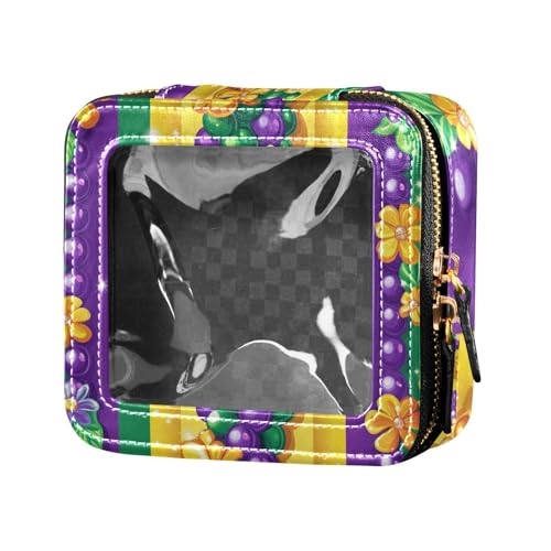 ZRWLUCKY Carnival Beads and Flowers Mini Clear Makeup Bag Clear Travel Bags for Toiletries Cosmetic Bag with Zipper for Women Carnival Beads and Flowers, Karnevalsperlen und Blumen von ZRWLUCKY