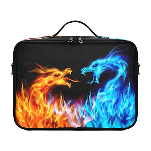 ZRWLUCKY Cool Ice Fire Dragon große Reise Kosmetik Toilettenartikel Reise Make-up Tasche Organizer große Make-up-Tasche Cosmetiquera de viaje para mujer für Frauen Mädchen Teenager Damen Teenager von ZRWLUCKY