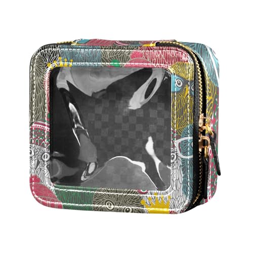 ZRWLUCKY Crowd Mini-Make-up-Tasche mit niedlichem Eulen-Design, transparent, Reisetaschen für Toilettenartikel, Kosmetik-Organizer für Reisen, Menschenmenge, niedliches Eulentier von ZRWLUCKY
