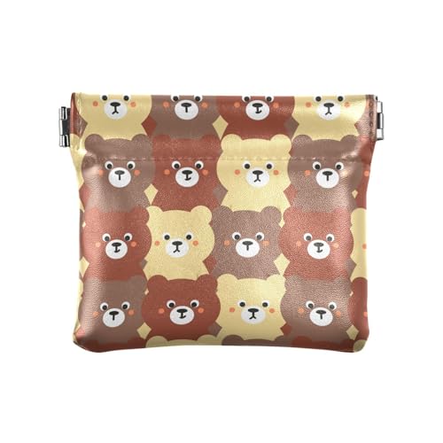 ZRWLUCKY Cute Bear Brown Damen Leder Münzgeldbörse Geldbörse Portmonee Portmonee Portmonee für Mädchen Damen Handtasche, Mehrfarbig, 4.33"(L) x 3.74"(W) x 0.39"(H), Aufdruck von ZRWLUCKY