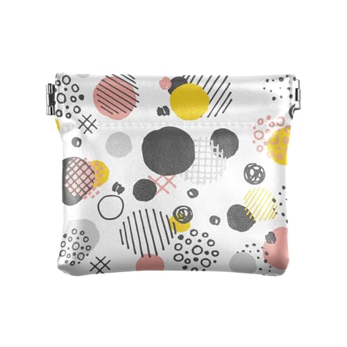 ZRWLUCKY Damen Geldbörse aus PU-Leder, geometrische Farbpunkte, einzigartige Make-up-Tasche für Damen und Mädchen, Gelb, Mehrfarbig, 4.33"(L) x 3.74"(W) x 0.39"(H), Aufdruck von ZRWLUCKY