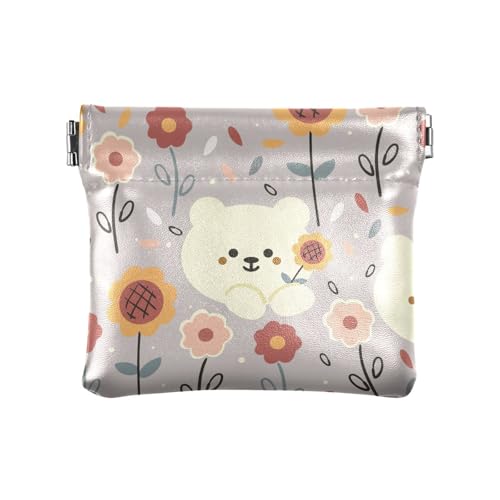 ZRWLUCKY Damen-Geldbörse mit niedlichem Tiermuster, Leder, Münzgeldbörse, tragbar, Make-up-Tasche für Damen und Mädchen, Mehrfarbig, 4.33"(L) x 3.74"(W) x 0.39"(H), Aufdruck von ZRWLUCKY