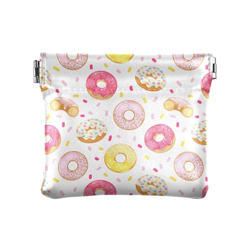 ZRWLUCKY Delicious Donut Damen-Geldbörse aus PU-Leder, wasserdicht, für persönliche Gegenstände, Organizer für Frauen und Mädchen, Weiß, Mehrfarbig, 4.33"(L) x 3.74"(W) x 0.39"(H), Aufdruck von ZRWLUCKY