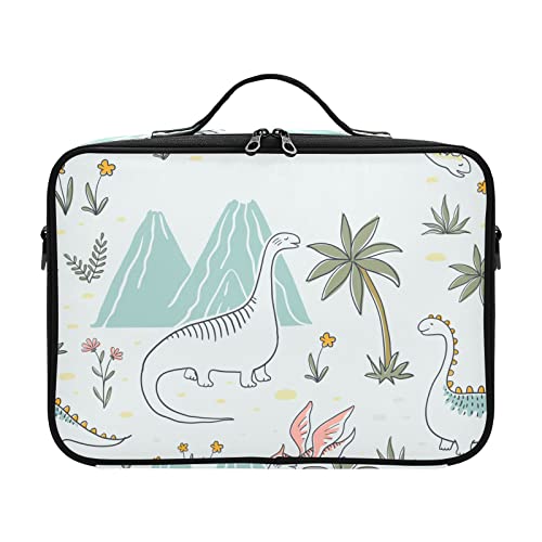 ZRWLUCKY Dinosaurier-Vulkan-Blumen und Pflanzen Kosmetiktaschen mit Reißverschluss Reisetasche für Toilettenartikel Frauen Kulturbeutel für Frauen Reise Make-up Taschen Bolso Para Guardar Cosmeticos von ZRWLUCKY