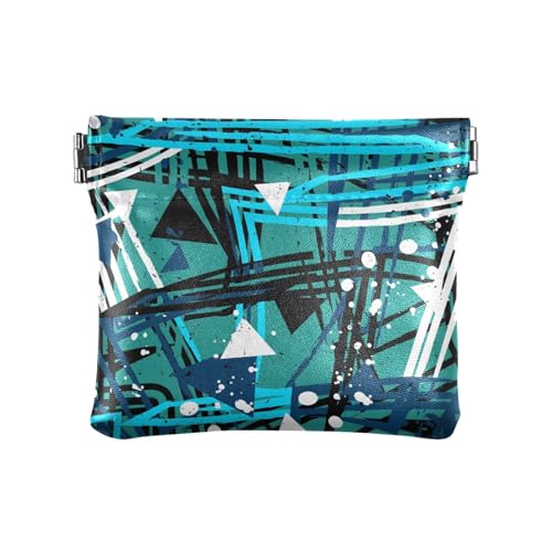 ZRWLUCKY Disco Retro-Make-up-Tasche, PU-Leder, klein, wasserdicht, für Mädchen, Damen, Blaugrün, Mehrfarbig, 4.33"(L) x 3.74"(W) x 0.39"(H), Aufdruck von ZRWLUCKY