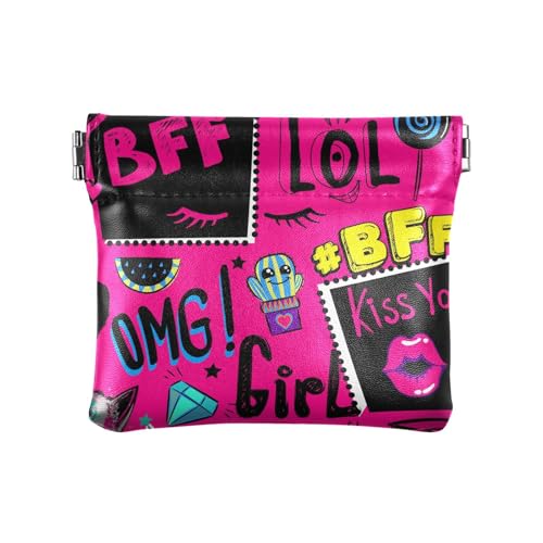 ZRWLUCKY Disco Retro Peach Damen Leder Münzgeldbörsen Pouches Fancy Mini Geldbörse Geldbörse für Frauen, Mehrfarbig, 4.33"(L) x 3.74"(W) x 0.39"(H), Aufdruck von ZRWLUCKY