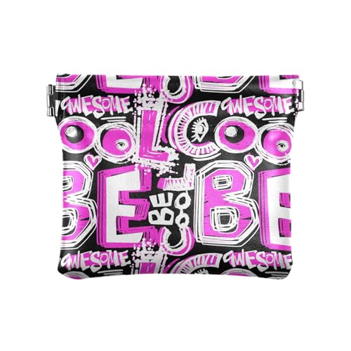 ZRWLUCKY Disco Retro Vivacious Damen Kleine Leder Münzbörse Geldbörse Geldbörse Wasserdicht Mini Münzbörse Beutel für Frauen Mädchen, Mehrfarbig, 4.33"(L) x 3.74"(W) x 0.39"(H), Aufdruck von ZRWLUCKY