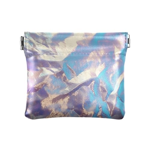 ZRWLUCKY Edelstein Glitzer Blaugrün Damen PU Leder Münzbörse Praktische Kleingeld Geldbörse mit Verschluss für Frauen, Edelstein-Glitzer, Blaugrün, 4.33"(L) x 3.74"(W) x 0.39"(H), Aufdruck von ZRWLUCKY