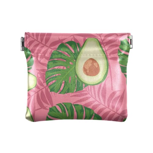 ZRWLUCKY Exotic Avocado Tropical Fruit Slices Damen Kleine Leder Münzbörse Geldbörse Niedlicher Münzhalter für Frau Mädchen, Exotische Avocado-Tropische Fruchtscheiben, 4.33"(L) x 3.74"(W) x 0.39"(H), von ZRWLUCKY
