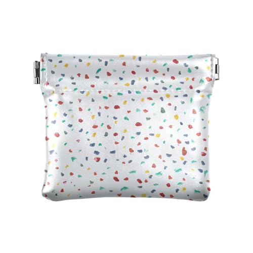 ZRWLUCKY Fashion Colorful Dot Damen Leder Bargeld Geldbörse Wasserdicht Mini Kosmetiktasche für Frauen Mädchen, Mehrfarbig, 4.33"(L) x 3.74"(W) x 0.39"(H), Aufdruck von ZRWLUCKY