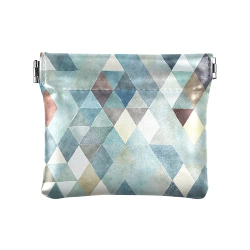 ZRWLUCKY Fashion Rhomboid Teal Damen Kleine Leder Kleingeldbörse Praktische Mini-Geldbörse für Mädchen Frauen Damen, Mehrfarbig, 4.33"(L) x 3.74"(W) x 0.39"(H), Aufdruck von ZRWLUCKY