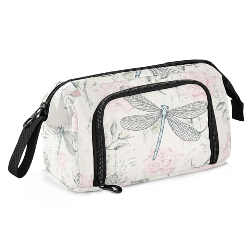 ZRWLUCKY Federmäppchen, Organizer, großes Fassungsvermögen, Federmäppchen mit Reißverschluss, extra großes Federmäppchen für Mädchen, Grunge Floral Shabby Chic, Grunge Floral Shabby Chic, von ZRWLUCKY