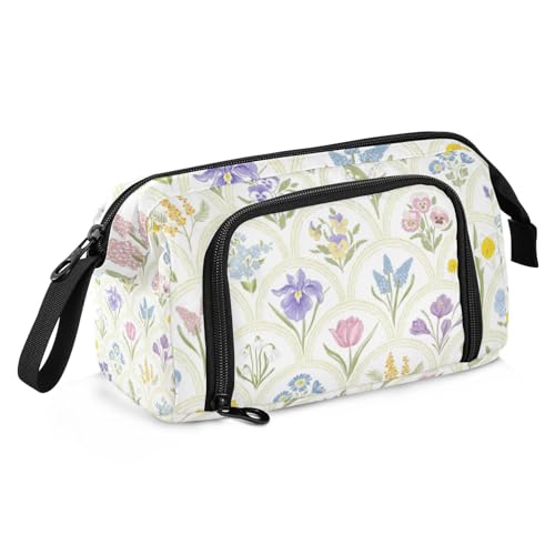 ZRWLUCKY Federmäppchen Große Kapazität Federmäppchen Multifunktional Etui mit Stifthalter für Lehrer Frühling Blume Regenbogen, Frühlingsgarten, Blume, Regenbogen, Einheitsgröße, Cartoon von ZRWLUCKY