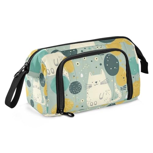 ZRWLUCKY Federmäppchen Große Kapazität Hard Pencil Case Multifunktionale Federmäppchen für Teenager für Mann Katze Grün von ZRWLUCKY