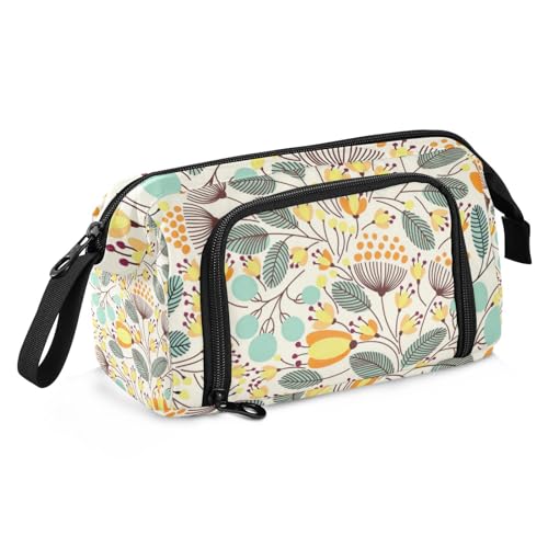 ZRWLUCKY Federmäppchen Große Kapazität Schlitze Federmäppchen Multifunktional Etui mit Stifthalter für Teenager Jungen Elegant Gelb Blumen Floral, Elegante gelbe Blumen, Einheitsgröße, Cartoon von ZRWLUCKY