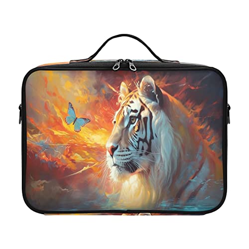 ZRWLUCKY Flamme Schmetterling Löwe Kosmetiktasche für Frauen tragbare Künstler Aufbewahrungstasche Make-up Tasche Geldbörse Tasche Make-up Organizer Cartera para maquillaje de viaje für Frauen Mädchen von ZRWLUCKY