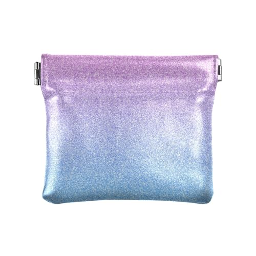 ZRWLUCKY Glitzerndes blaues Glitzer-buntes Damen-Leder-Münzgeldbörse, einzigartige Geldbörse für Mädchen, Frauen, Glitzerndes blaues Glitzer, 4.33"(L) x 3.74"(W) x 0.39"(H), Aufdruck von ZRWLUCKY