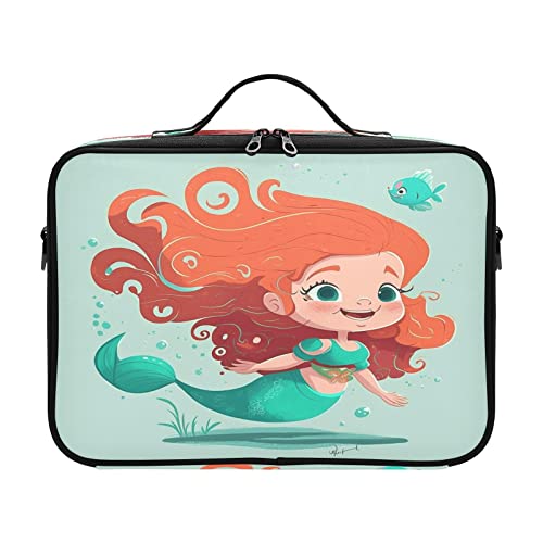 ZRWLUCKY Happy Cute Mermaid Fish cosmetic bag travel portable artist storage bag toiletry bag with compartments travel makeup bag estuches para maquillaje viajar for women girl teen ladies teens male von ZRWLUCKY