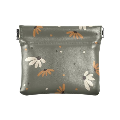 ZRWLUCKY Herbst Braun Blumen Damen Kleine Leder Kleingeld Geldbörse Niedlich Kleingeld Geldbörse für Frauen Jungen Mädchen, Mehrfarbig, 4.33"(L) x 3.74"(W) x 0.39"(H), Aufdruck von ZRWLUCKY
