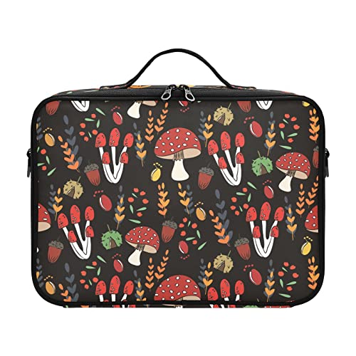 ZRWLUCKY Herbst Bunte Pilze Kulturbeutel Kosmetiktasche Toilettenartikel Reise Make-up Tasche Reißverschluss Medium Make-up-Tasche Estuches Para Maquillaje Viajar für Frauen Mädchen Teenager Damen von ZRWLUCKY