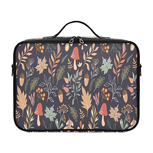 ZRWLUCKY Herbstblätter, Pilze, Reise-Kosmetiktaschen, Damen, Toilettenartikel, Reisen, Make-up, Organisationstasche, Reise-Make-up-Tasche mit Griff, Neceser de Viaje Para Mujer für Frauen, Mädchen, von ZRWLUCKY