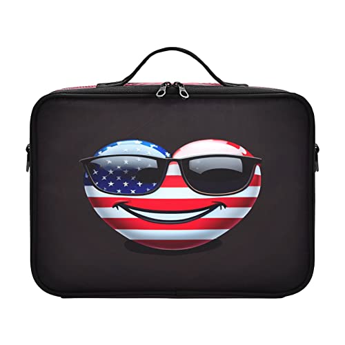 ZRWLUCKY Herz-Flagge, Sonnenbrille, große Kosmetiktasche, Reisetaschen für Frauen, zum Öffnen, Make-up-Tasche, Kulturbeutel, Reise-Set, Bolso Para Maquillaje für Damen, Herren, Frau, Mutter, Kinder, von ZRWLUCKY