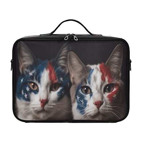 ZRWLUCKY Independence Day American Flag Cats cosmetic bag with handle travel toiletry bag toiletry bag women size makeup bag bolsas para maquillaje de mujer for women girl teen ladies teens male von ZRWLUCKY