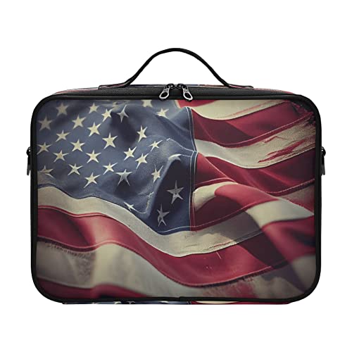 ZRWLUCKY Independence Day American Old Flag Bag cosmetic case travel size toiletries large make up bag portable makeup bag opens flat bolsa para cosmetico for women girl teen ladies teens male von ZRWLUCKY