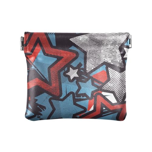 ZRWLUCKY Independence Day Style Damen Leder Münzgeldbörsen Taschen Wasserdicht Mini Kosmetiktasche für Frauen, Mehrfarbig, 4.33"(L) x 3.74"(W) x 0.39"(H), Aufdruck von ZRWLUCKY
