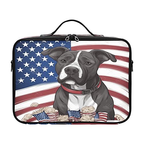 ZRWLUCKY Juli Independence Day Dog Up Kosmetiktaschen für Reisen Tasche mit Fächern Make-up Aufbewahrung Organizer Bolsa Para Cargar Maquillajes für Damen Herren Frau Mutter Kinder Teenager von ZRWLUCKY