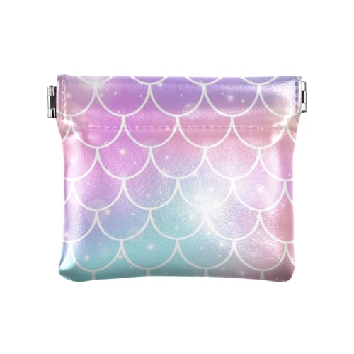 ZRWLUCKY Kawaii Meerjungfrau Waage Regenbogen Damen Leder Münzgeldbörse ausgefallene persönliche Gegenstände Organizer für Frauen Mädchen, Kawaii Meerjungfrau Schuppen Regenbogen, 4.33"(L) x 3.74"(W) von ZRWLUCKY