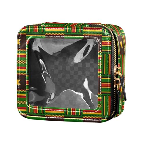 ZRWLUCKY Kente Make-up-Tasche aus afrikanischem Textil, ethnisch, transparent, für Geldbörse, Reisetaschen, für Toilettenartikel, tragbarer Make-up-Organizer für Reisen, Kente Tuch afrikanisches von ZRWLUCKY