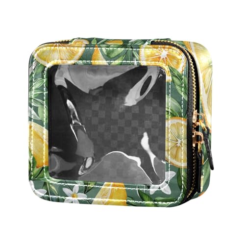 ZRWLUCKY Kleine Make-up-Tasche für Geldbörse, Kulturbeutel, Mini-Make-up-Behälter zum Fliegen, Zitronen- und Blättergrün, Zitronen- und Blattgrün von ZRWLUCKY