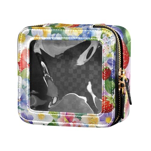 ZRWLUCKY Kosmetiktasche, Motiv: Erdbeerbaum, niedliche Blume, transparent, Kulturbeutel, Make-up-Tasche, Organizer für Reisen, Strawberry Tree Beauty Flower von ZRWLUCKY