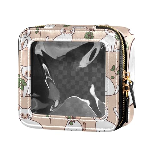 ZRWLUCKY Kosmetiktasche, Motiv: weiße Katze und Klee, braun, niedliche Kosmetiktasche, Organizer für Damen, weiße Katze und Kleeblatt, Weiße Katze und Kleebraun ZRWLUCKY Kosmetiktasche, Motiv: weiße Katze und Klee, braun, niedliche Kosmetiktasche, Organizer für Damen, weiße Katze und Kleeblatt, Weiße Katze und Kleebraun von ZRWLUCKY