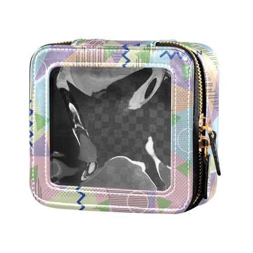 ZRWLUCKY Kosmetiktasche, Retro-Memphis-Stil, transparent, Reise-Make-up-Tasche, Kulturbeutel, Organizer für Reisen, Retro-Memphis-Stil von ZRWLUCKY