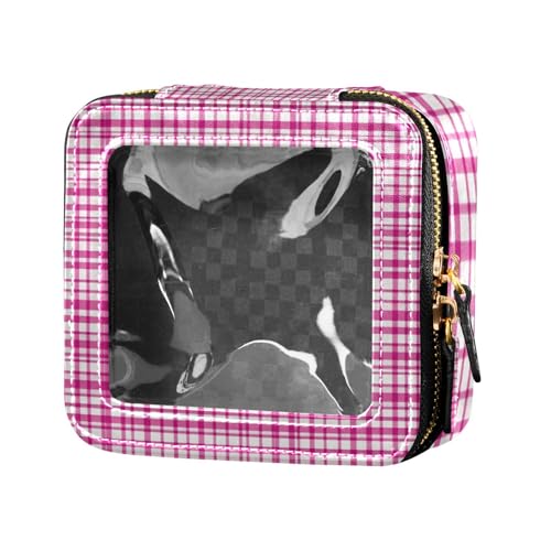 ZRWLUCKY Kosmetiktasche, kariert, weiße Kirschblüte, niedlich, transparent, Kulturbeutel, Hautpflege-Tasche für Damen, karierte weiße Kirschblüte, Karierte weiße Kirschblüte von ZRWLUCKY