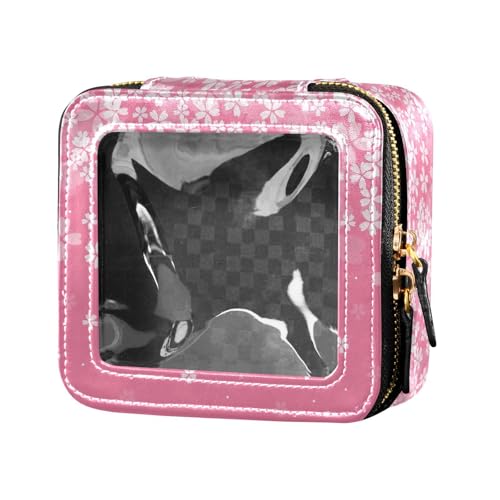 ZRWLUCKY Kosmetiktasche für Damen, Motiv: Pfirsichblüten, Kirschblüten, Pfirsichfarben, transparent, Pfirsichblüte Kirschblüten Pfirsich von ZRWLUCKY