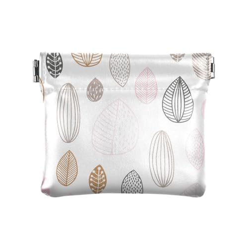 ZRWLUCKY Kosmetiktasche für Damen und Mädchen, Kunstleder, Motiv Naturblätter, Weiß, Mehrfarbig, 4.33"(L) x 3.74"(W) x 0.39"(H), Aufdruck von ZRWLUCKY