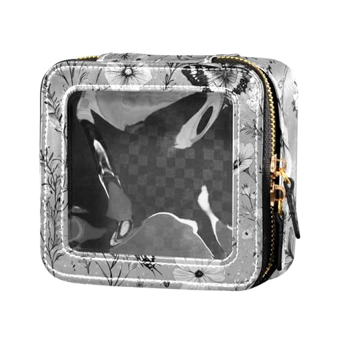 ZRWLUCKY Kosmetiktasche mit Blumen, Schmetterlinge, Grau, transparent, für Geldbörse, Kulturbeutel, Make-up-Organizer für Reisen, Blumen, Schmetterlinge, Grau, Blumen, Schmetterlinge, Grau ZRWLUCKY Kosmetiktasche mit Blumen, Schmetterlinge, Grau, transparent, für Geldbörse, Kulturbeutel, Make-up-Organizer für Reisen, Blumen, Schmetterlinge, Grau, Blumen, Schmetterlinge, Grau von ZRWLUCKY