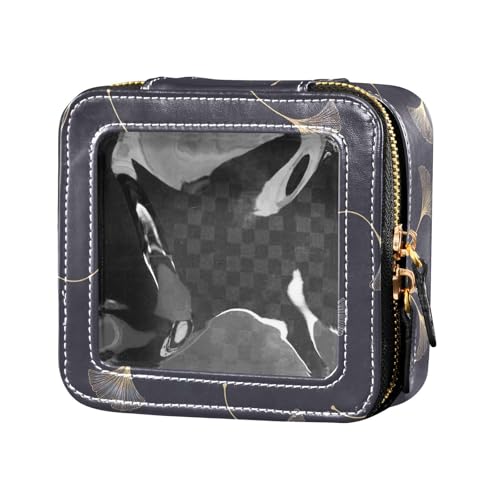 ZRWLUCKY Kosmetiktasche mit Blumenmuster, Ginkgoblätter, transparent, für Geldbörse, Kulturbeutel, Hautpflege-Tasche für Reisen, Ginkgoblätter mit Blumenmuster von ZRWLUCKY