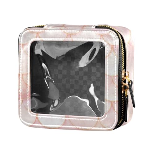 ZRWLUCKY Kosmetiktasche mit Fischschuppen-Design, glitzernd, transparent, für Damen, Rotgoldene Fischschuppe, funkelnd von ZRWLUCKY