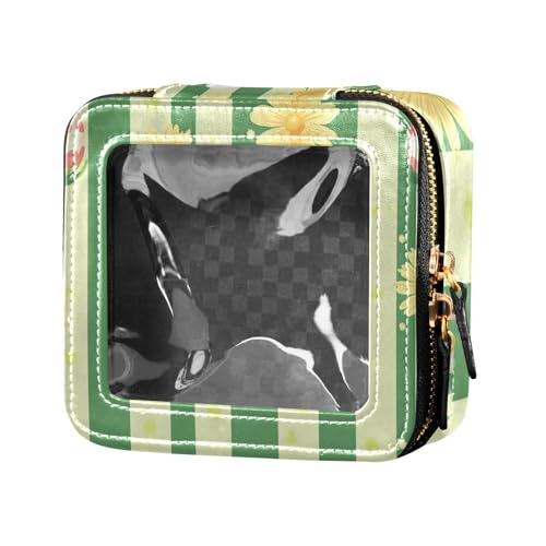 ZRWLUCKY Kosmetiktasche mit Hasenohren, Gänseblümchen, transparent, Make-up-Tasche, Organizer für Reisen, Kaninchenohren, Fuß, Gänseblümchen-Ei, Hasenohrenfuß, Gänseblümchen-Ei von ZRWLUCKY